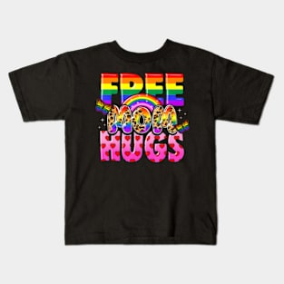 Free Mom Hugs  LGBT Leopard Kids T-Shirt